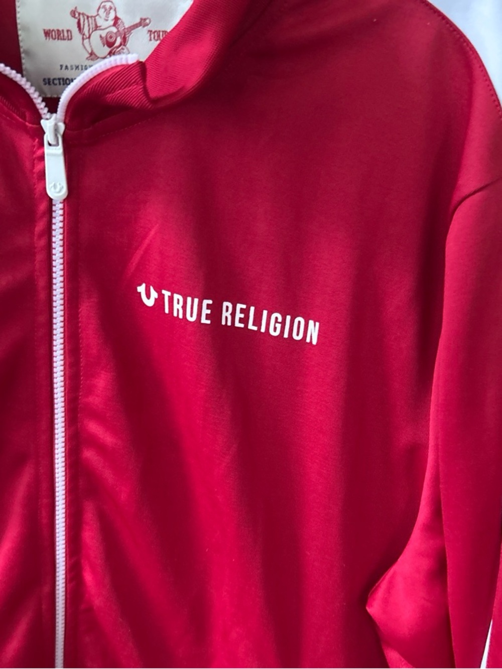 True Religion Bright Red Zip-Up Windbreaker